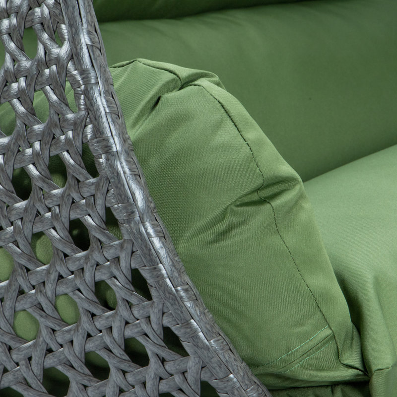 Fauteuil d'œuf d'extérieur pour 2 personnes avec support Samaira, Anthracite / vert foncé