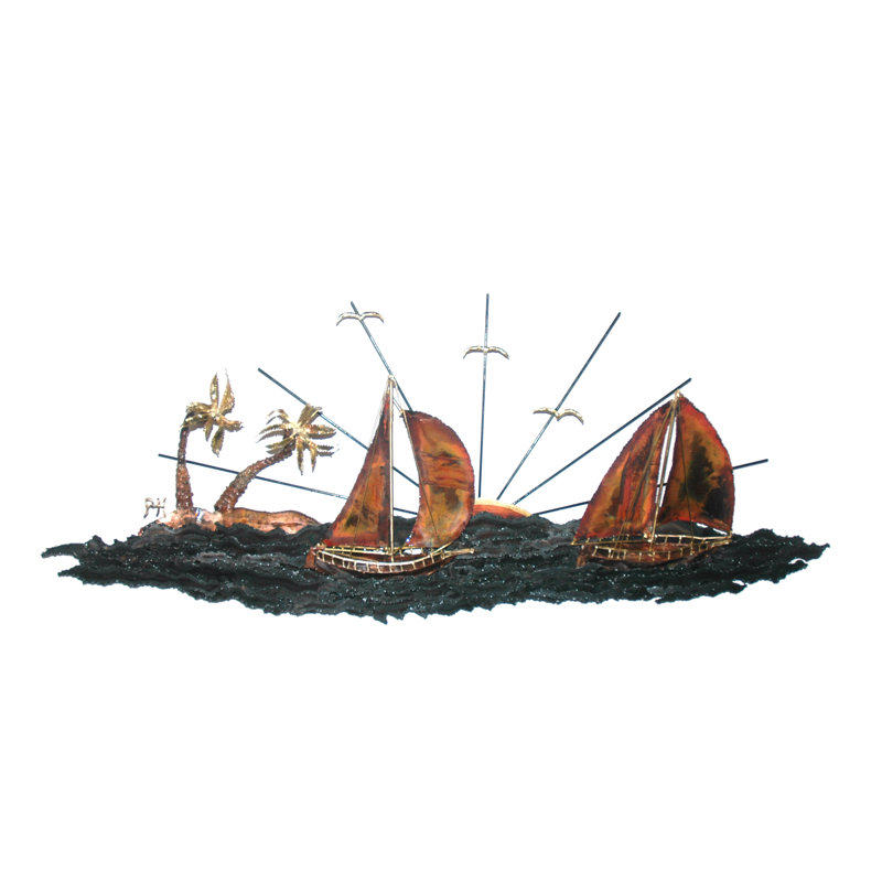 Sculpture murale Palm Island Sailing Copper par Paul Harvey