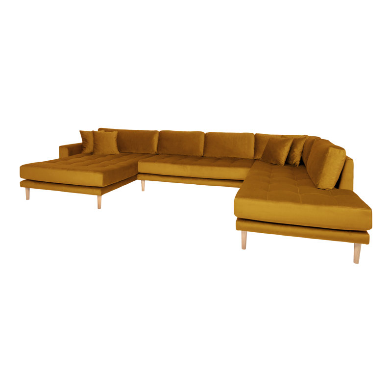Hunnicutt 6 Seater Velvet U-shaped Sofa, Yellow, Right Hand Facing