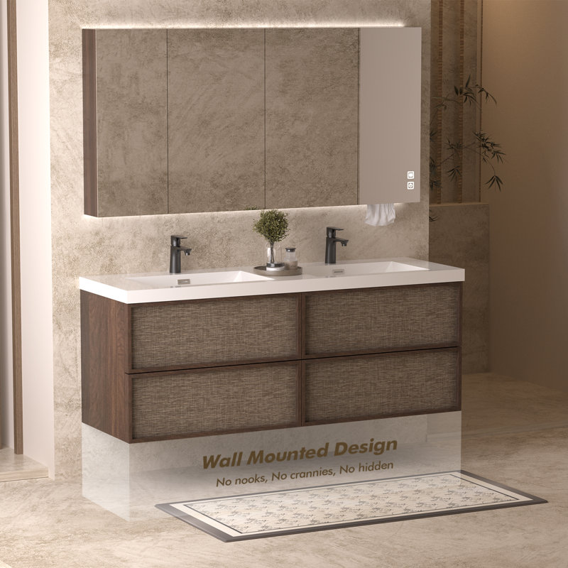 Meuble-lavabo flottant 60 po avec lavabo intégré Retro