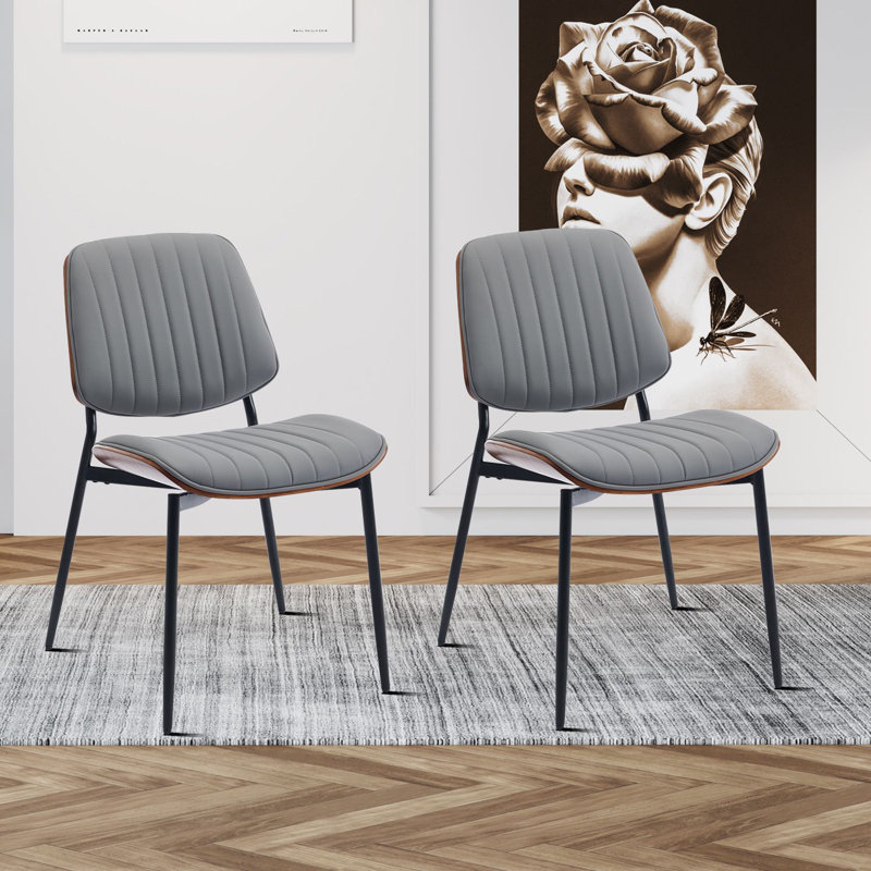 Ensemble de 2 chaises de salle à manger rembourrées avec pieds en métal Modern Modern, Gris