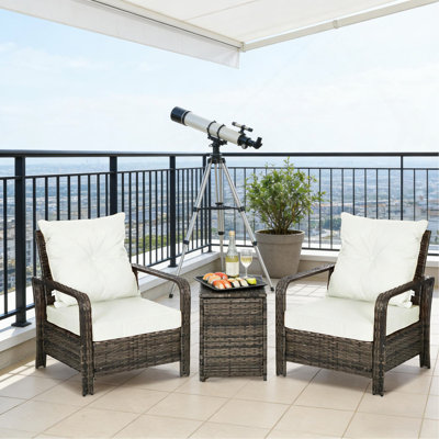 Wicker Table & Chairs,3 Piece Patio Furniture