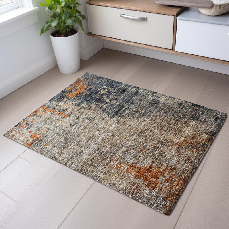 Tapis abstrait lavable à la machine Premium AMF1212 Premium, Rectangle 1 pi 8 po x 2 pi 6 po