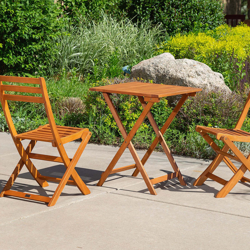 3-Piece Eucalyptus Bistro Set, Square, Natural Oil