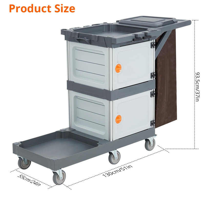 Chariot de nettoyage commercial avec 2 armoires