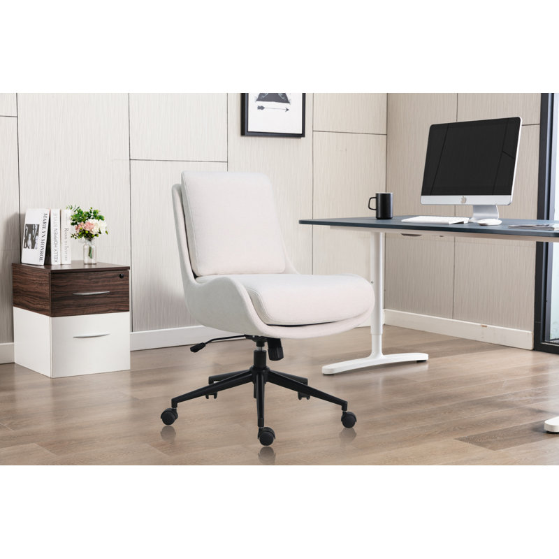 Chaise de travail en velours Ashfan, Noir, Crème Boucle