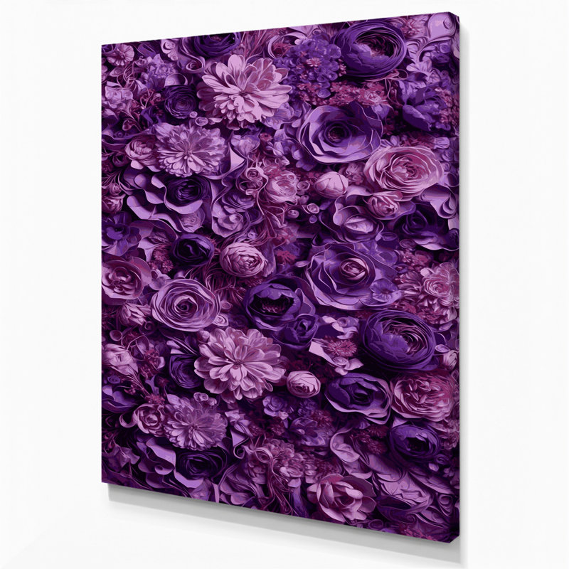 «Abstract Florals 78», art mural sur toile mauve, H 14 po x l 11 po