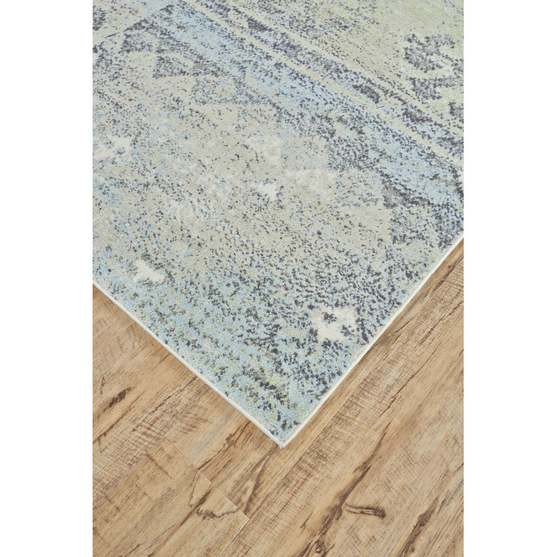 Tapis géométrique menthe / taupe Adamok, Rond 8 pi