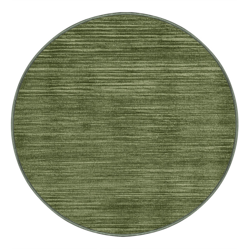 Tapis vert uni lavable à la machine, Rond 5 pi