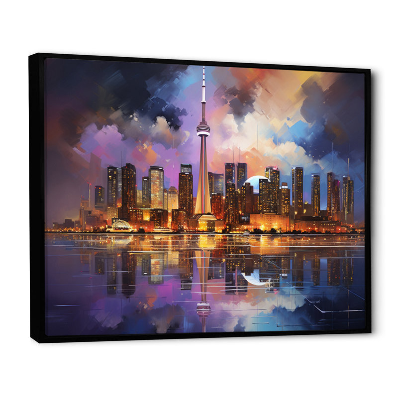 " Canada Toronto Reflections II ", Black Floater Framed, 34" H x 44" W x 1.5" D