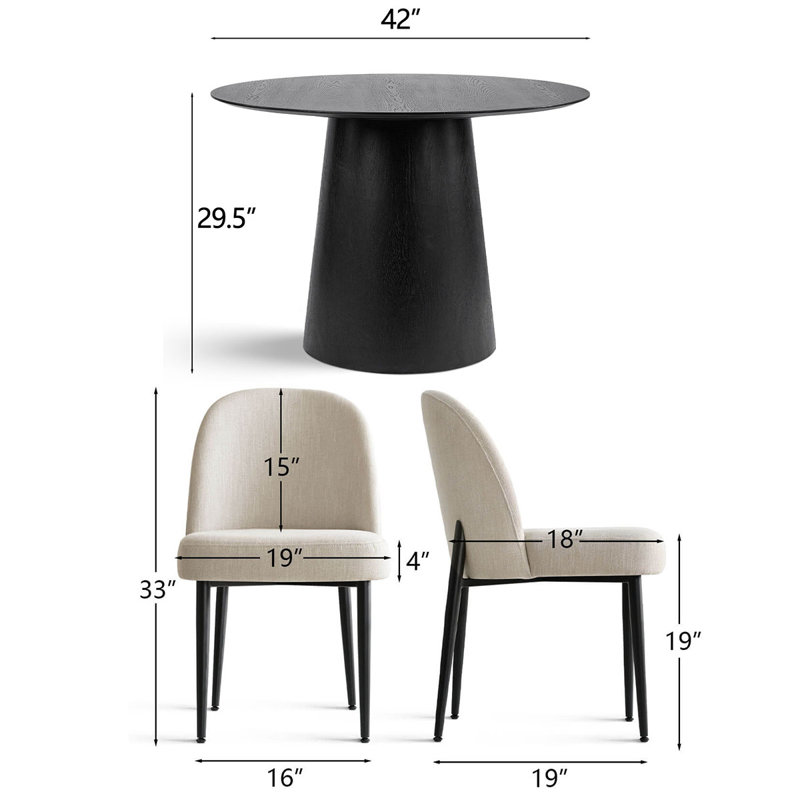 Gweneva 5 - Piece Solid Oak Round Pedestal  Dining Set, Beige