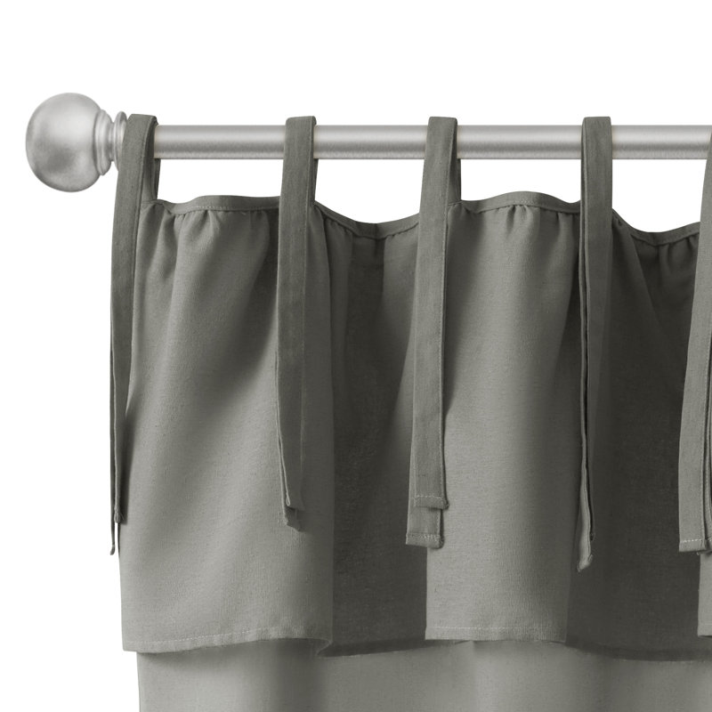 Paire de rideaux à nouettes en coton recyclé, L 52 po x L 63 po, Gris foncé