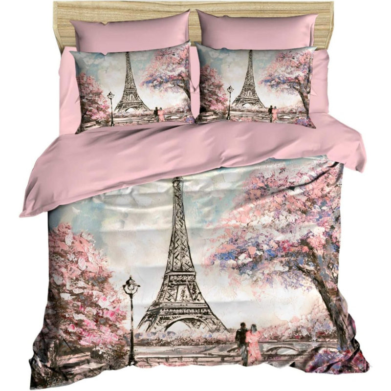 Cotton Floral Duvet Cover with Pillowcases