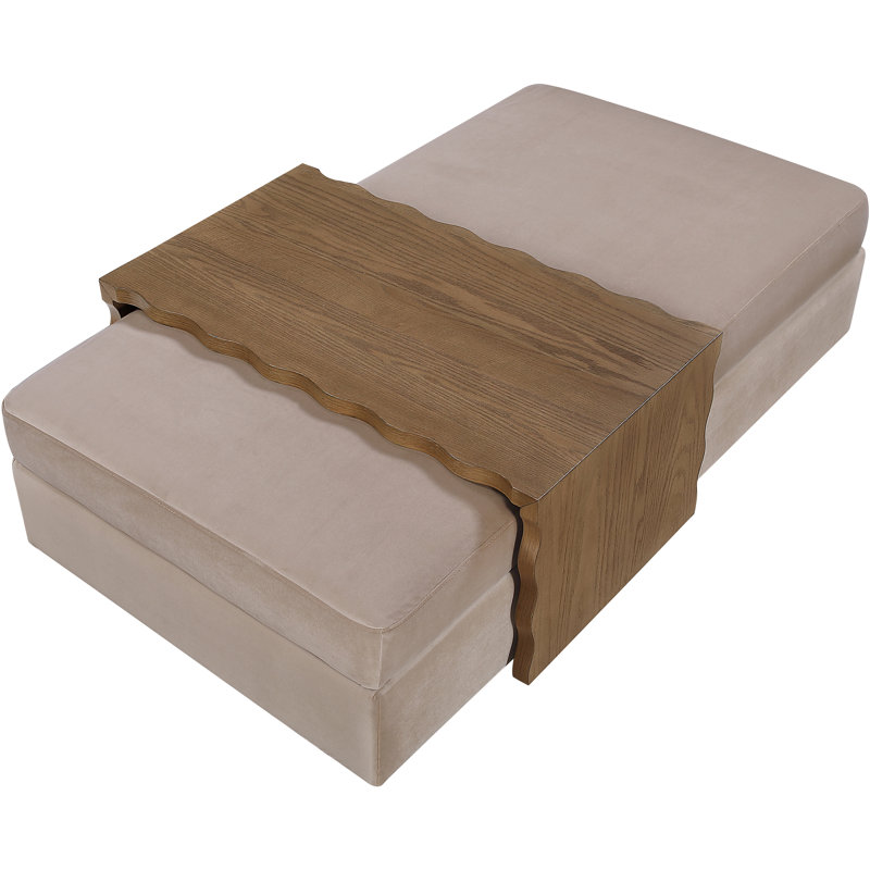 Table basse / repose-pieds en velours taupe Woodra, Taupe