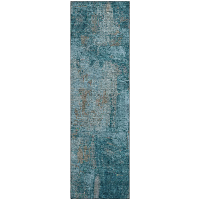 Premium Machine Washable Natoma AMF989 Abstract Rug, Tapis de couloir 2 pi 3 po x 7 pi 6 po
