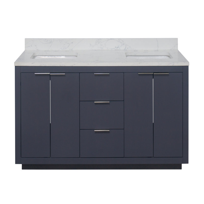 Ensemble de meuble-lavabo double 60 po Anastazia, Gris marine