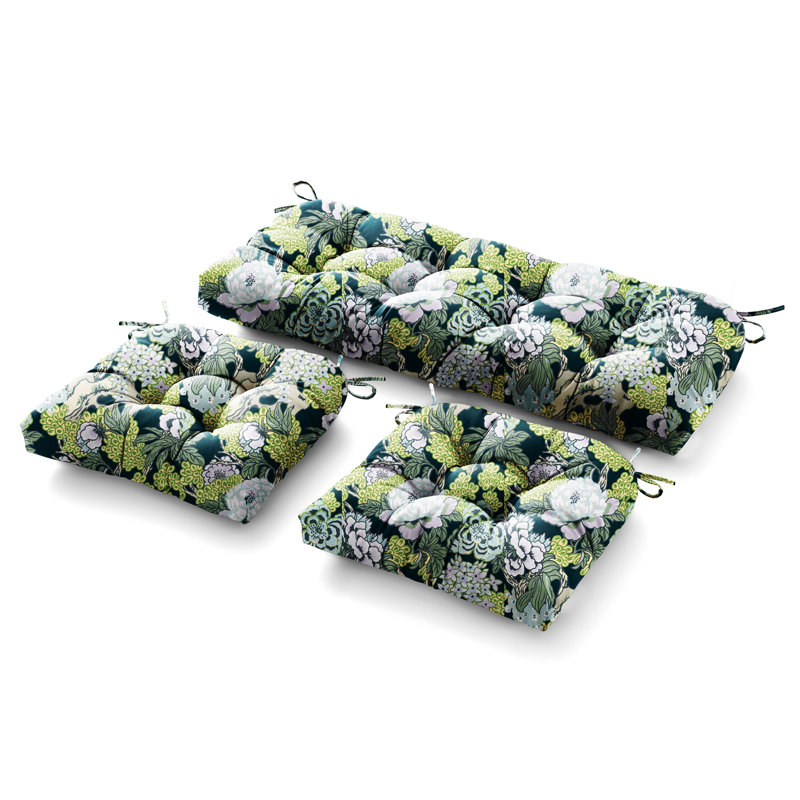 Outdoor 5'' Seat / Back Cushion, Black Floral 3