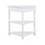 Petite table de coin triangulaire 33,8 po, table de coin en bois pour petits espaces / salon, table de bout à 3 niveaux avec pieds en bois massif, blanc laiteux-140523007