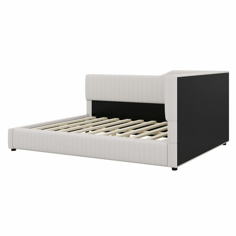 L-Shaped Corduroy Daybed, Full, Beige