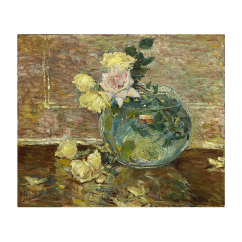 «Roses in a Vase» par Childe Hassam - Impression giclée, H 22 po x l 28 po