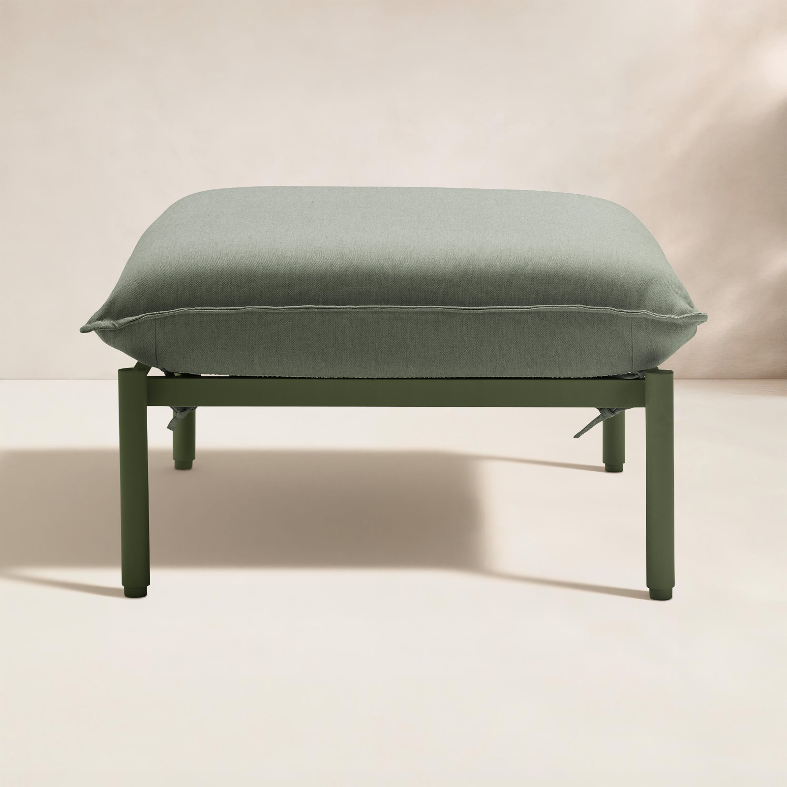 Metal Outdoor Ottoman with Sunbrella® Cushion, Olive