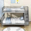 Lit superposé simple au-dessus de double en bois avec tablettes de rangement Doniqua-975680698