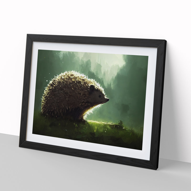 Hedgehog Vol.1 - Single Picture Frame Painting, Black, 46cm H x 64cm W x 2cm D