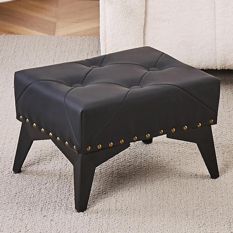 Leather Ottoman, Yes, Black