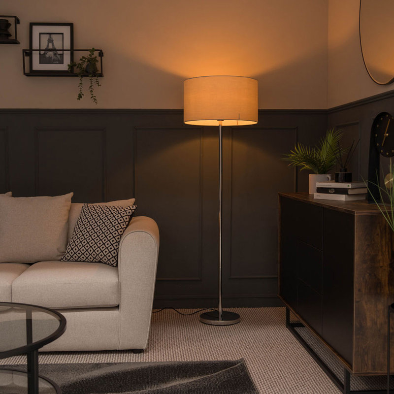129cm Torchiere Floor Lamp, Biege