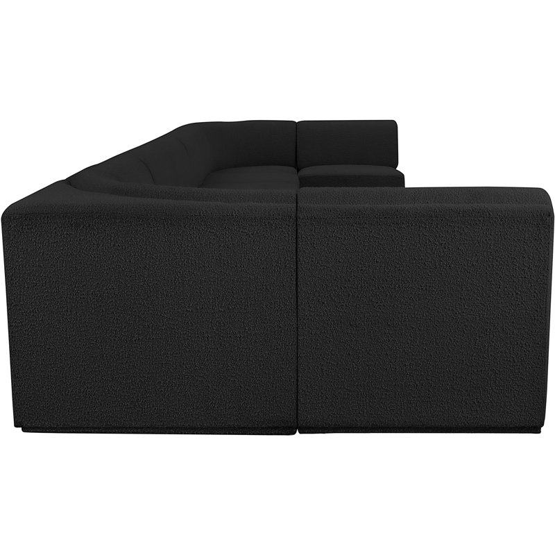 Ollie 9 - Piece Upholstered Sectional, Black Boucle Fabric