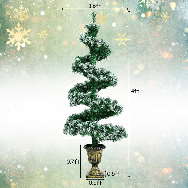 Arbre de Noël 48 po en forme de spirale verte avec 150 lumières DEL