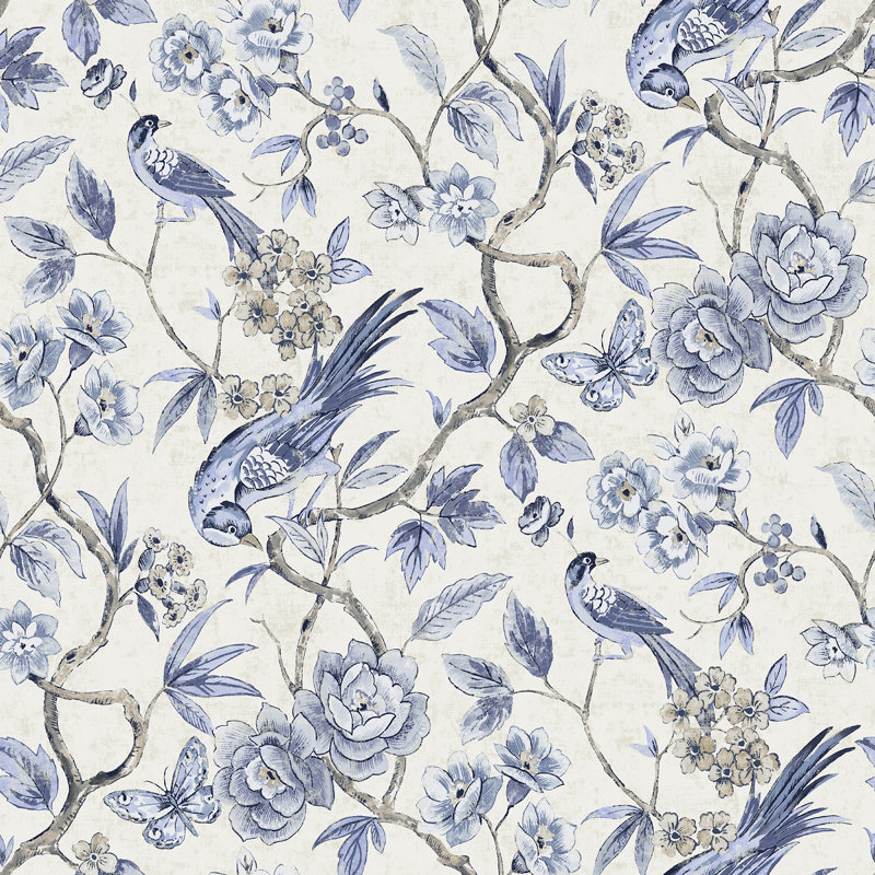 Papier peint adhésif aviaire bleu, Bleu