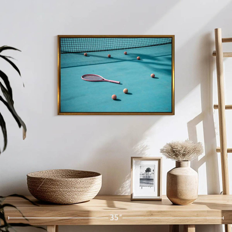 Tennis bleu, Cadre flottant doré, 19 po x 13 po