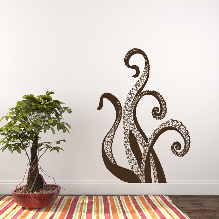 Adhésif décoratif pieuvre, Brun