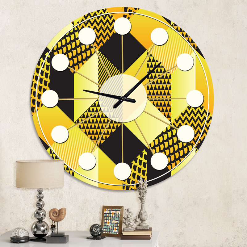 Horloge murale rétro à motif hexagonal II, Moyenne
