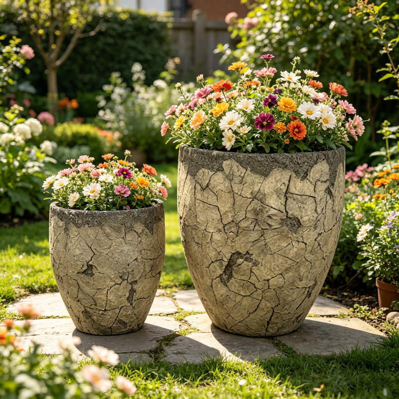 Grandes jardinières rondes, ensemble de 2