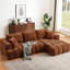 Chenille orange à 4 places en forme de L avec un design segmenté, une structure à ressorts ensachés et un arrangement polyvalent pour les espaces de vie.