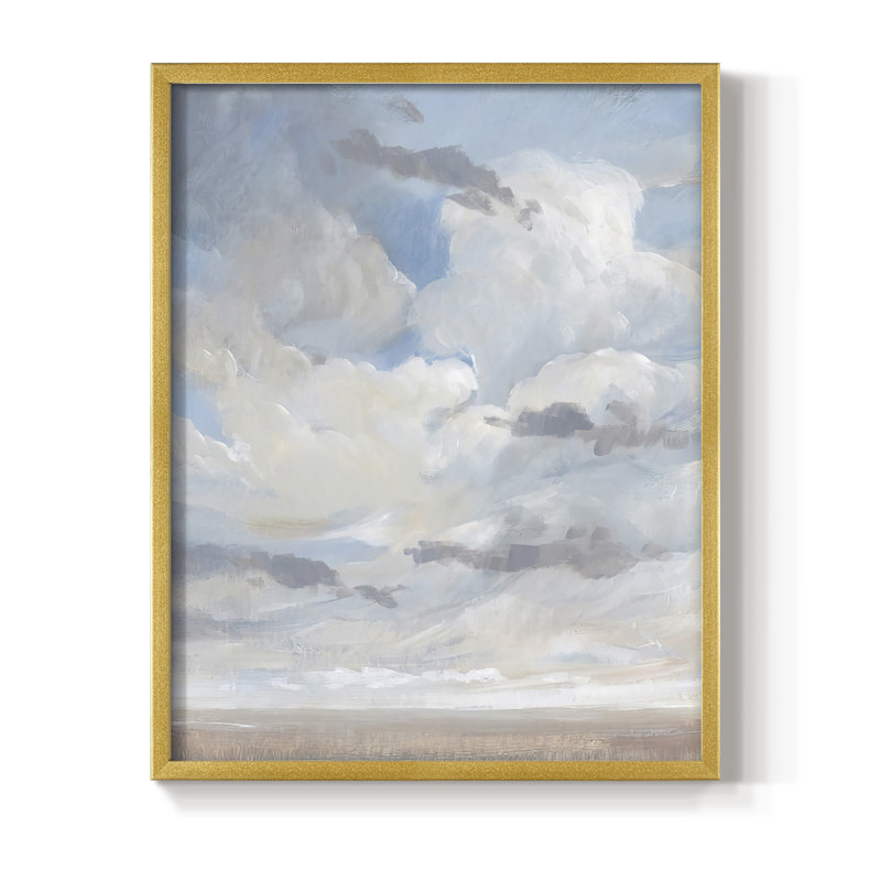 Bleu ciel I, reproduction encadrée - bois massif, Encadrement doré, H 28 po x l 22 po