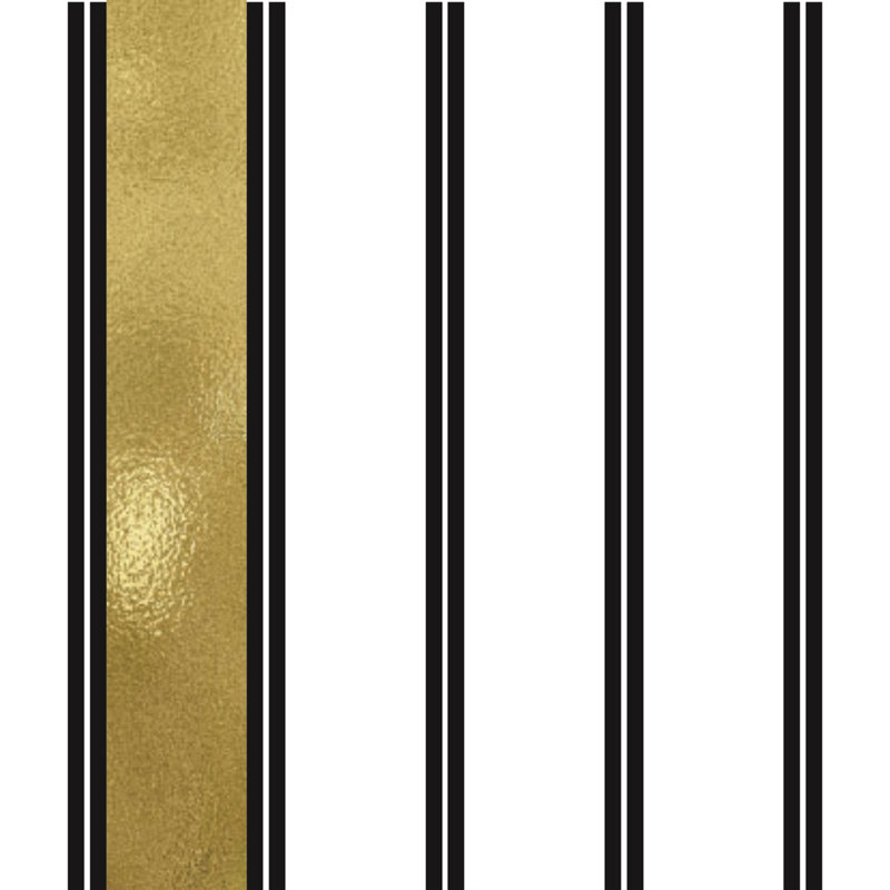 Asher Gold And Black Ticking Stripes - Wrapped Canvas Print, 30cm H x 30cm W x 3.8cm D
