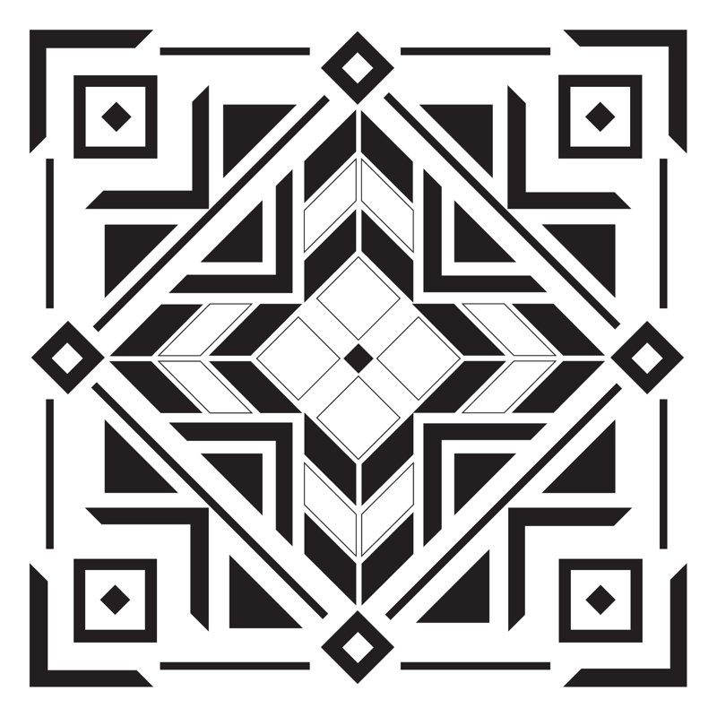 Motif bohème d'inspiration amérindienne - peinture sur toile tendue, H 30 po x l 30 po
