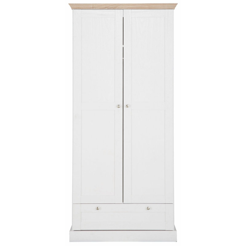 Rawls 2 Door Manufactured Wood Wardrobe, White/Oak