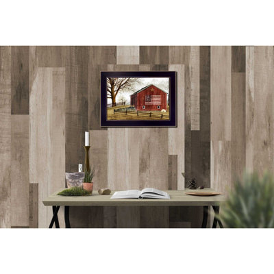 Drapeau, grange, cadre photo noir, art mural
