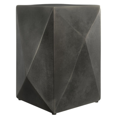 18" Graphite Aluminum Square Block End Table