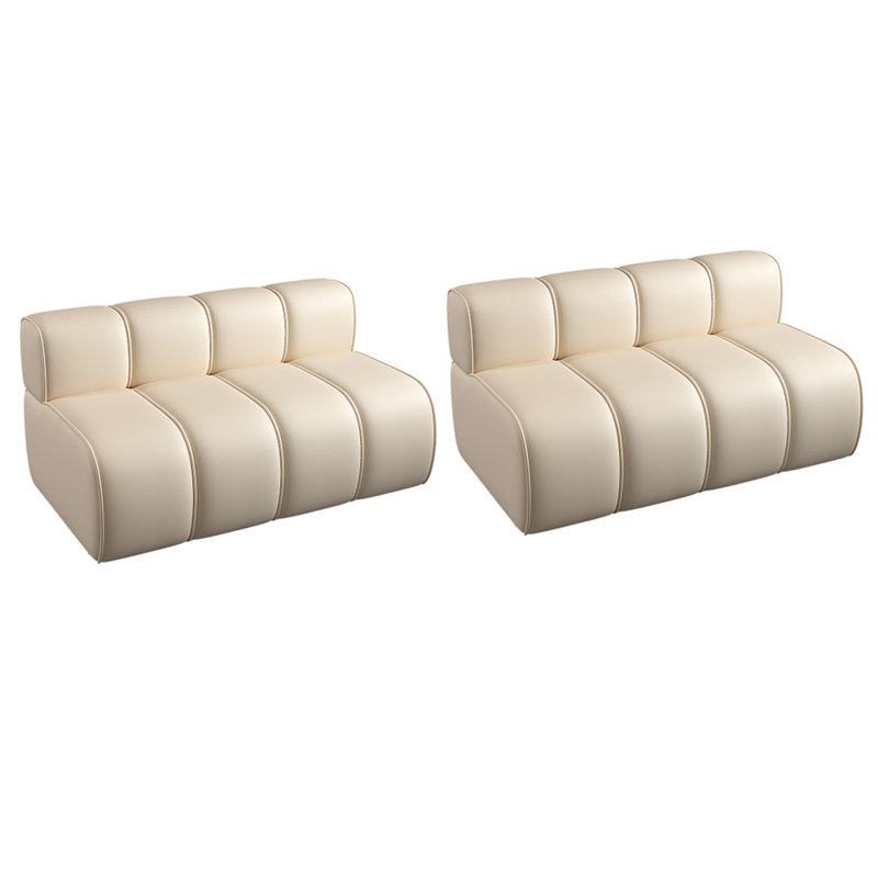 Miquella 47.2'' Faux Leather Loveseat, Cream Faux Leather