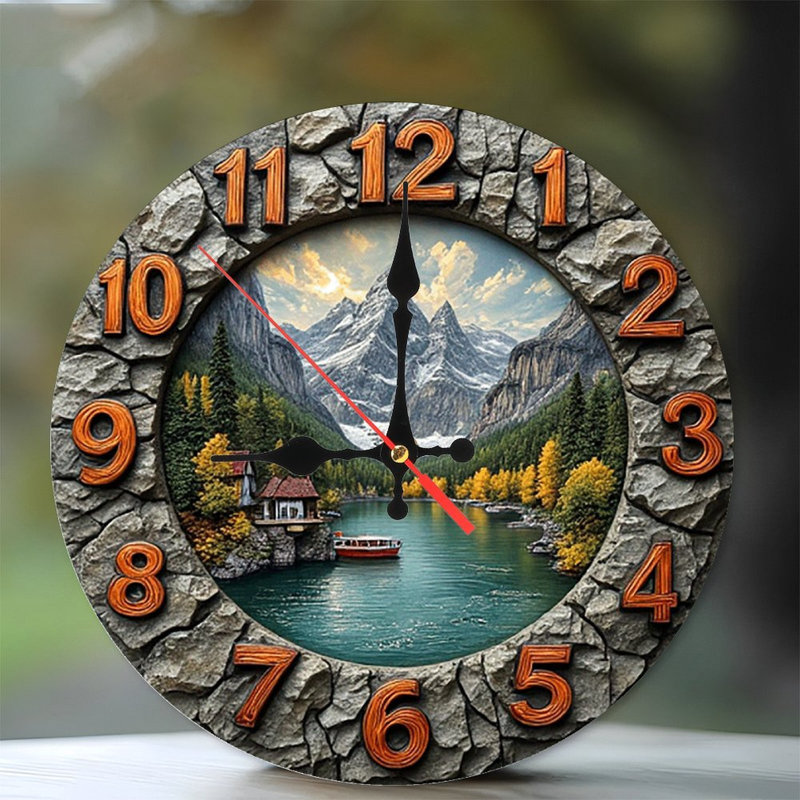 Stone Mountain Lake Clock Wall Decor