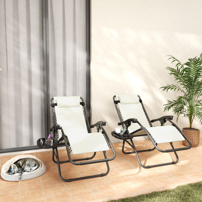 Ensemble de chaises longues inclinables 2 pièces Zero Gravity