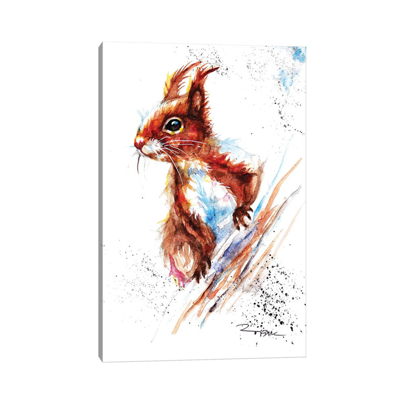 Red Squirrel II by BebesArts - Gallery-Wrapped Canvas Giclée on Canvas, 20.32 cm H x 30.48 cm W, Wrapped Canvas