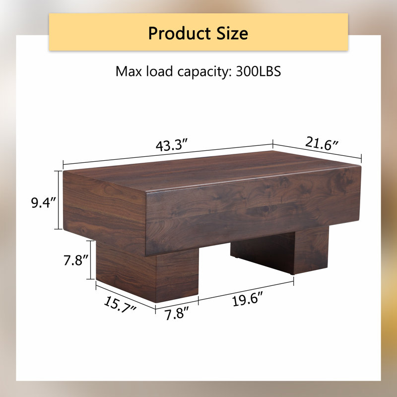 Modern Simple Texture MDF Coffee Table - 43.3"x21.6"x17.2" Practical Model.Making it an ideal addition to any living room or apartment.