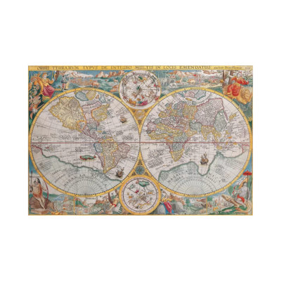 Antique Map of The World 1574 Canvas Print Wall Art