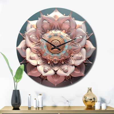 Horloge murale exquise en or rose Lotus Mandala IV